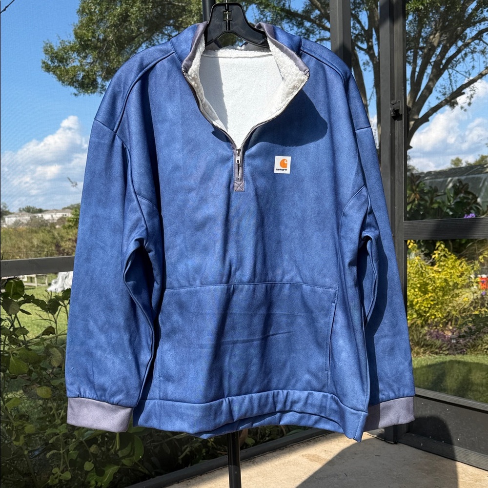 Carhartt relaxed fit pullover 1/4 Zip-Up fleece lined Sherpa collar